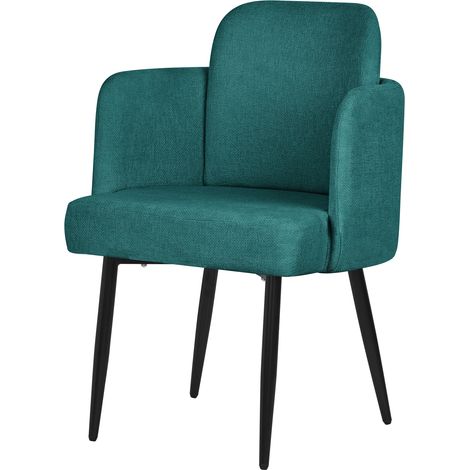 ML-Design Esszimmerstuhl Petrol mit Stoffbezug, Küchenstuhl mit Armlehne & Rattan-Optik Rückenlehne, Polsterstuhl mit Stahlgestell, Ergonomische Loungesessel Wohnzimmerstuhl Sessel für Esszimmer Küche