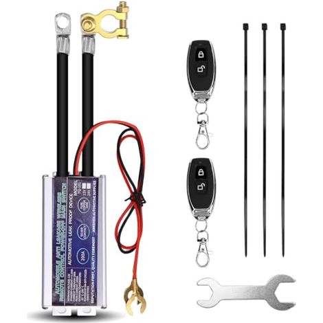 Coupe Circuit Batterie 12V, Disjoncteur de Batterie Télécommandé Sans Fil 12V 120A, Interrupteur de Déconnexion de la Batteries, Interrupteur d'arrêt Automatique pour Voiture RV ATV Camion Bateau (1/4)