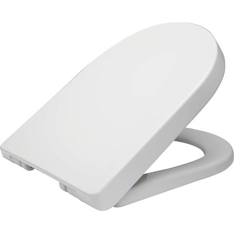Woltu – Abattant WC en plastique antibactérien – Charnières inoxydables – Softclose – Dimensions 37,8 x 42,5 cm – Montage rapide