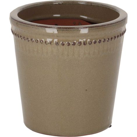 Pot de fleurs en PET verni gris 15 x 15 cm (1/2)