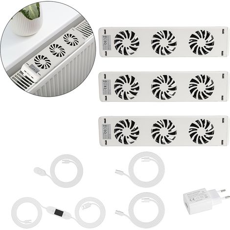 Jiubiaz Ventilador para radiador Amplificador para radiador Ahorro energético Blanco Trio Set (1/5)
