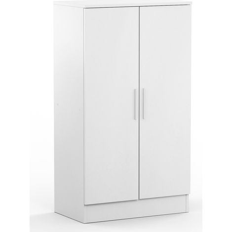 Armoire à chaussures, meuble à chaussures avec 2 portes coloris blanc - longueur 60 x profondeur 35 x hauteur 107 cm (1/2)