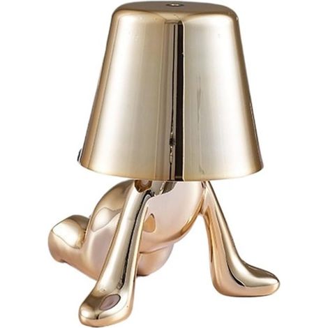 Lámpara de mesa "Hombre Dorado" Lámpara de mesa divertida, luz nocturna, lámpara para pensadores, decoración artística Escultura decorativa, lámpara de mesa para el hogar (1/5)