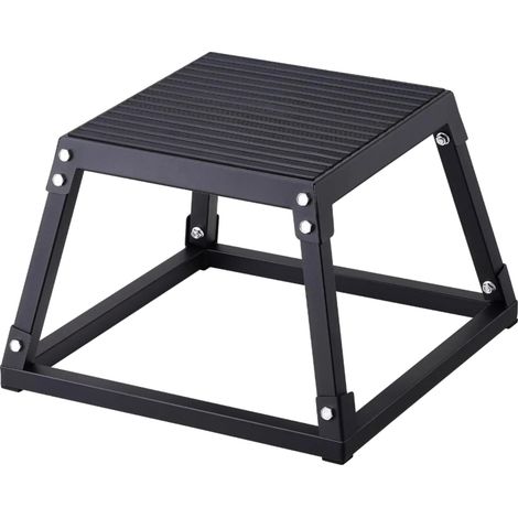 Caja pliométrica, construcción de acero resistente, diseño antideslizante seguro, 30 cm, color negro. (1/2)