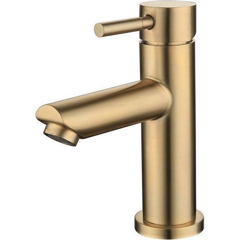 Mitigeur de Salle de Bains, Robinet de Lavabo Monocommande, Acier Inoxydable,Hauteur : 16 cm,or (1/5)