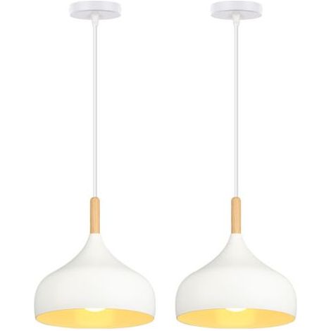 2er-Set Vintage-Metall-Kronleuchter-Pendelleuchten, moderne Hängelampen für den Innenbereich, schlicht, E27, Weiß (1/5)