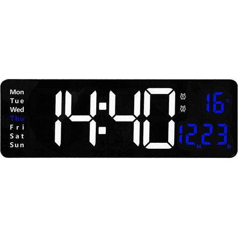 Grande horloge murale LED avec écran fonctionnel, pendule design pour salon, télécommande incluse, affichage lumineux, moderne et pratique (1/5)