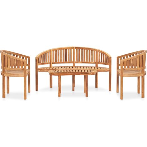 Maison Exclusive - Set Salotto da Giardino 4 pz Design Curvo in Massello di Teak
