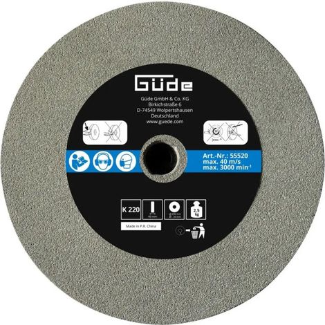 Güde – Meule à touret 200 x 40 mm – grain 220 – alésage 20 mm – pour affûtage pièces métalliques