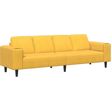 Sofá Amarillo Claro 250 x 77 x 76 cm Tela de Pana vidaXL