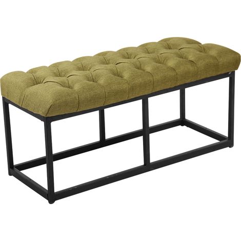 Banc Amun en tissu avec structure noire Vert 100 cm