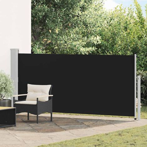 Auvent latéral rétractable brise-vue pour terrasse et jardin acier polyester noir 140 x 300 cm - PANGIVO (1/5)