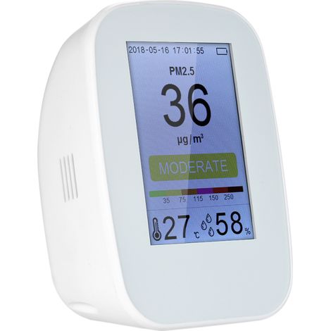 Détecteur portable de qualité de l'air intérieur/extérieur, moniteur numérique de gaz PM2.5, testeur LCD TVOC, analyseur d'air avec batterie rechargeable (1/5)