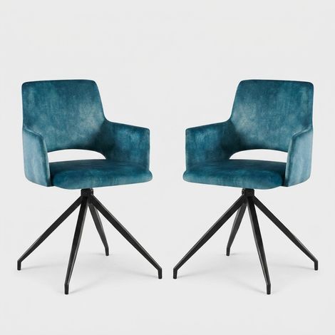 Sillón de tela efecto terciopelo con patas de metal Lysandra - Azul Marino (1/5)