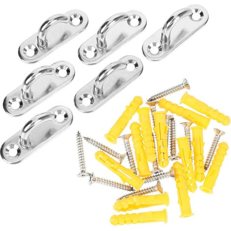 6 crochets plafond, inox/bois, pour suspension et décoration (1/5)