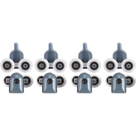 8er-Pack verstellbare Duschtürrollen, Doppelräder, Badezimmerräder (4 Rollen, obere und untere Schraubenabdeckungen) (Doppelrad) (1/5)