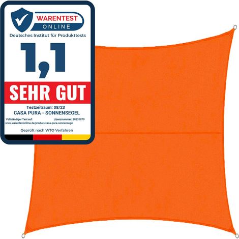Voile d'ombrage, Hydrofuge, Orange 3 x 3 m, Rectangulaire (1/5)