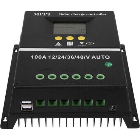 Contrôleur de Charge Solaire 100A 12V/24V/36V/48V, Régulateur de Batterie PV avec Double Port USB (1/5)