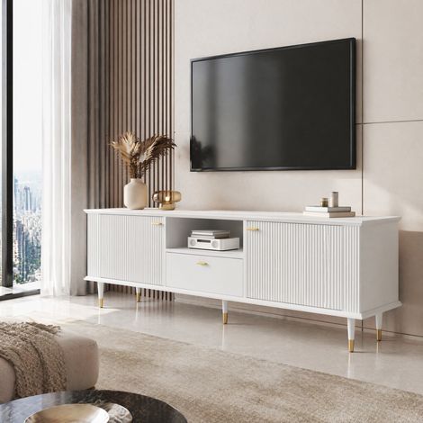 Mueble TV con almacenaje MDF 170 cm blanco OKMYHOME (1/5)