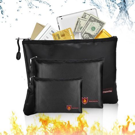 Feuerfeste Tasche – Silikonbeschichtetes Fiberglas – Wasserdicht – Für Dokumente, Geld, Karten, Tablets – 3 Größen erhältlich (1/5)