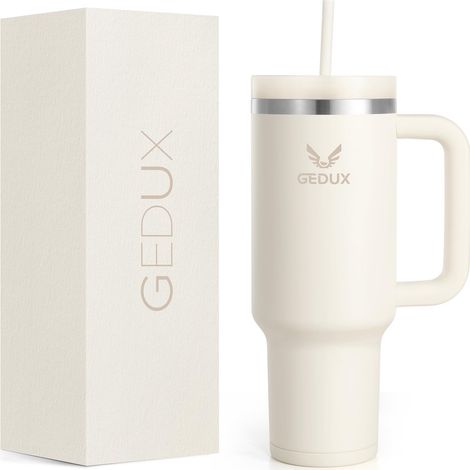 Gourde avec paille 1,2 l - Gobelet isotherme refroidit 11 heures - 48 heures refroidie à glace - Passe au lave-vaisselle - Bouteille isotherme sans BPA - Tasse à café à emporter (1/5)