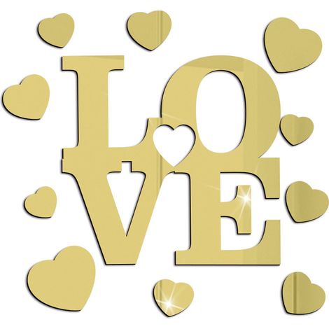 Autocollant Miroir En Acrylique 3d Motif Coeur Love Pour Décoration Murale Salon Chambre À Coucher - Lot De 1 (1/5)