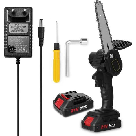 Scie à élaguer mini électrique CVT 6 pouces 21V portable, petite scie à chaîne pour fendre le bois pour le jardin, le verger et le serrage des arbres (1/5)