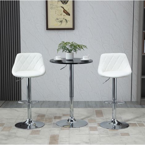 Tavolo da bar rotondo regolabile in altezza, piano girevole, Ø61 cm, MDF nero HAVRYA (1/5)