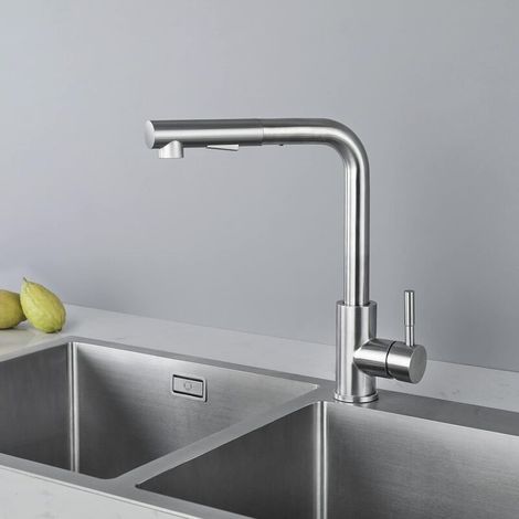 Rubinetto da cucina in acciaio inox spazzolato, rubinetto da cucina con doccetta estraibile, miscelatore da cucina con doccetta estraibile, rubinetto
