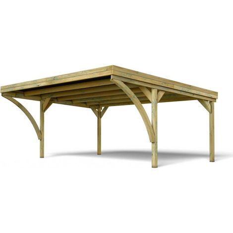 Carport bois 2 voitures 30,9 m² Victor Modern - sans poteau central
