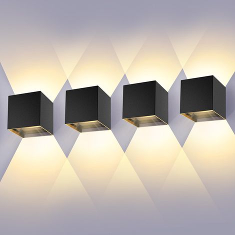 4 Pieces 12W Waterproof LED Wall Lights, Adjustable Beam, Outdoor Indoor Lighting, 3000K (1/5)