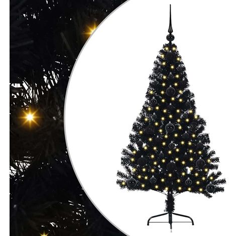 Árbol de Navidad Artificial Preiluminado Negro 120 cm PVC vidaXL