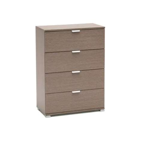 Cassettiera 4 cassetti rovere grigio già montato L60 H85 P38 - consegnato già montato