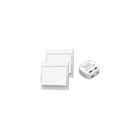 Interrupteur sans Fil, sans Pile, télécommande Murale Va et Vient, Interrupteur Mural Auto alimenté, sans câblage, émetteur pour Panneau Mural (kit à 2 Voies), intérieur extérieur étanche - Crezuo (1/4)