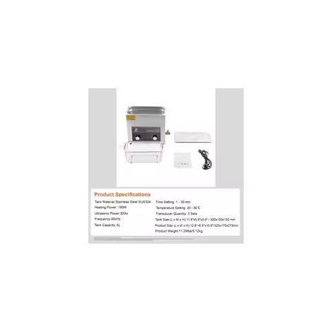 SIHAO 6L 40KHZ Ultraschallreiniger mit Heiztimer für Schmuckreinigung Taste Steuerbrille Ringe Zähne Musikinstrumente Schwarz