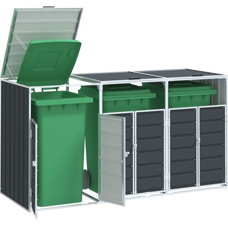 Mülltonnenbox für 3 Tonnen Anthrazit 216x81x115 cm Stahl