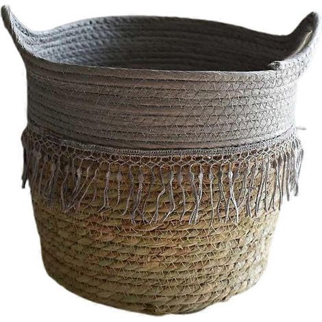 Handgeflochtener Rattankorb für Pflanzen, für drinnen und draußen, rustikaler Deko-Blumentopf, Aufbewahrungskorb für Zuhause, Behälter mit 25 cm Durchmesser.