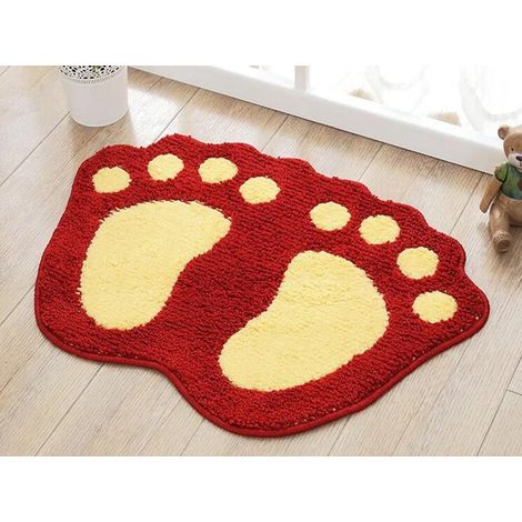 Alfombra/tapete de baño de microfibra, diseño antideslizante, suave y cómoda, apta para baños y habitaciones infantiles, 40 x 60 cm, roja. (1/3)