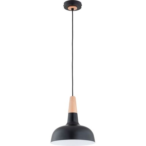 Suspension moderne noire/bois E27 Ø23 cuisine Rodos Alfa (1/3)