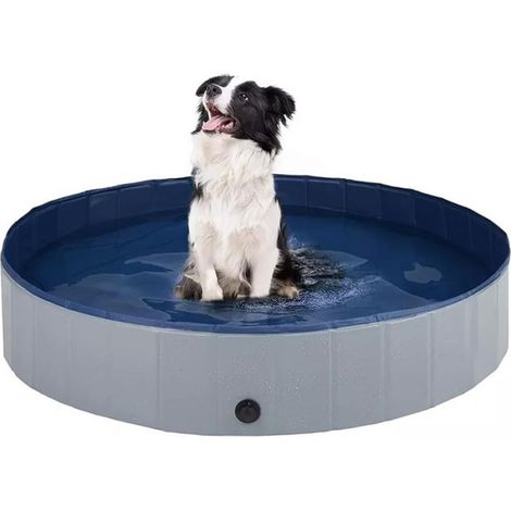 Piscine Pliable pour Chien,80 20 CM Piscine pour Grands et Petits Chiens,Piscine Pliable en PVC Bassin pour Chiens, (Gris) (1/5)