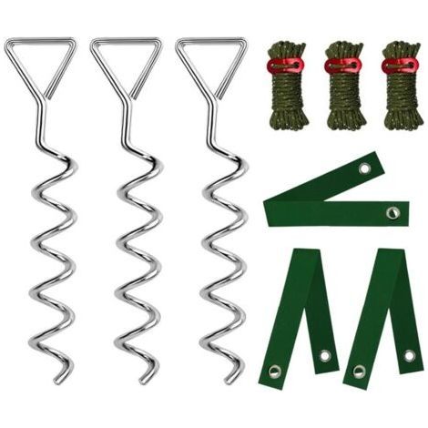 Kit de tuteur spiralé pour arbres, support et fixation robustes, 40 cm, 9 pièces, système de fixation pour arbres vert militaire (1/5)