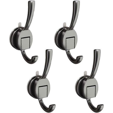 Lot de 4 crochets à ventouses ultra-résistants étanches à verrouillage par simple pression pivotants à 360° pour salle de bain et cuisine gris clair. (1/5)
