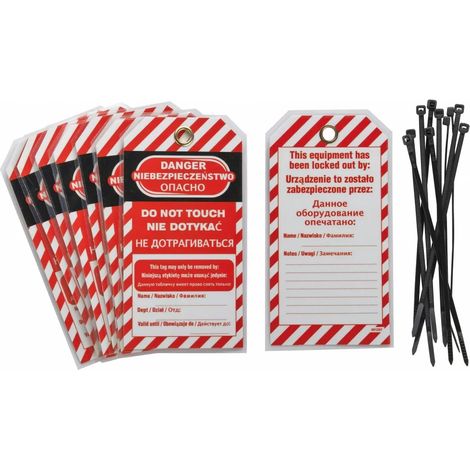 Lot de 10 étiquettes "DANGER - NE PAS TOUCHER" - Langue GB/PL/RU - THIRARD