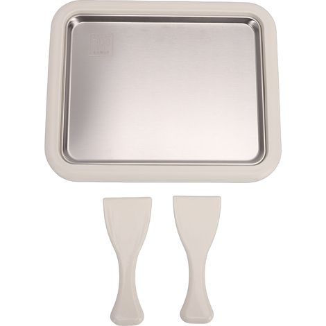Machine à Glace Roulée Acier Inoxydable Plateau Froid DIY Crème Glacée Yaourt Sorbet Maison avec 2 Spatules Beige (1/5)
