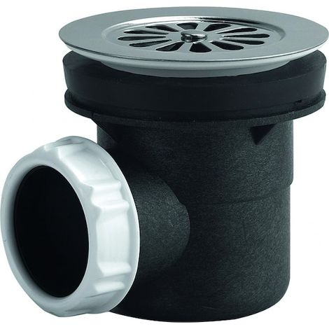 Valentin – Bonde de douche à grille marguerite inox diamètre 60 mm – Sortie horizontale à coller – Garde d'eau 50 mm – Débit 24 l/mn