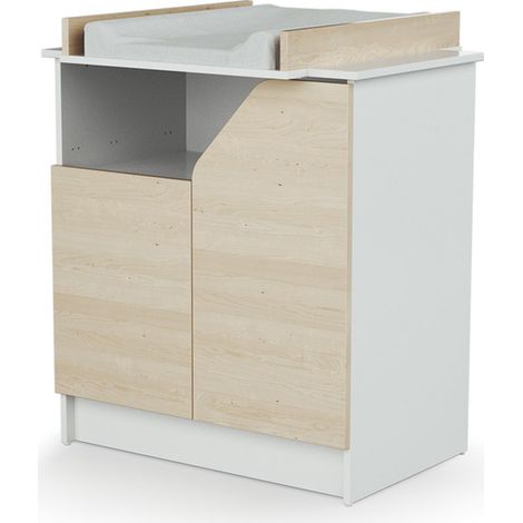 Les Tendances – Commode à langer 2 portes 1 niche CARNAVAL en bois aggloméré – Dimensions 79x66x94 cm – Pour enfants jusqu'à 11 kg (1/5)
