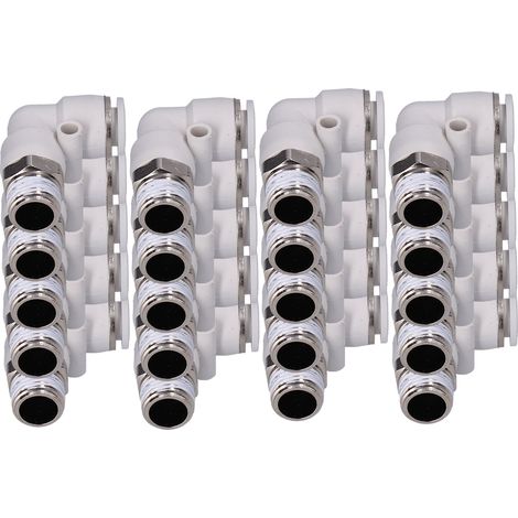 20 raccords coudés blancs pour tuyau d'air, filetage 360°, connexion rapide (1/5)