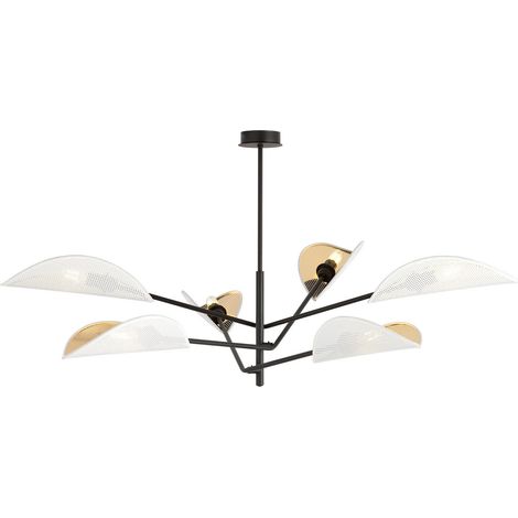 Lampadario Emibig Vene 6 luci E14 dimmerabile nero oro (1/5)