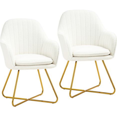 Cream Boucle Dining Chair Set of Two-Stylish and Comfortable Home Seating