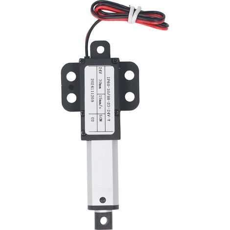 Mini-Linearantrieb (24 V, elektrisch), 30 mm Hub, 50 N Schubkraft, 15 mm/s Geschwindigkeit, wasserdichte Schubstange (Schutzart IPX4) (1/5)